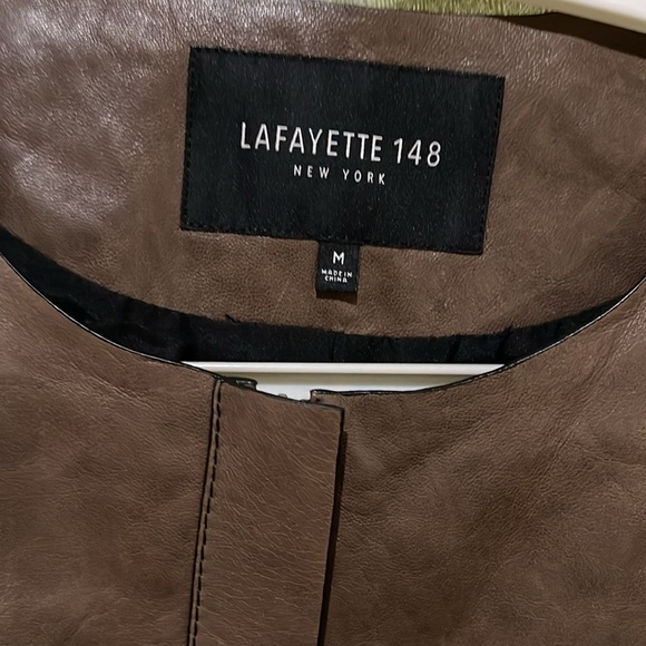 Lafayette 148 Leather Dress Brown Size Medium Preloved - Picture 2 of 6